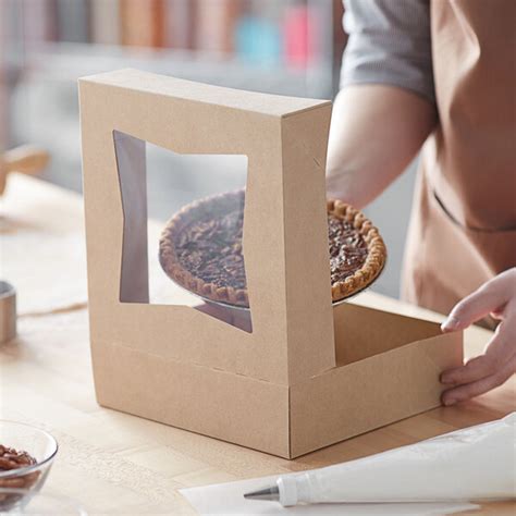 Baker S Lane 9 X 9 X 2 1 2 Kraft Auto Popup Window Pie Bakery Box