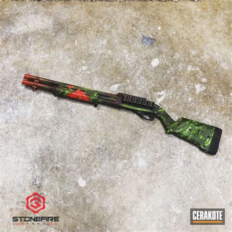 Remington 870 Shotgun With A Custom Zombie Apocalypse Themed Cerakote