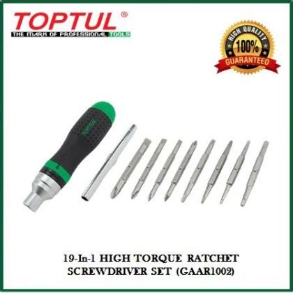 TOPTUL 19 In 1 HIGH TORQUE RATCHET SCREWDRIVER SET GAAR1002