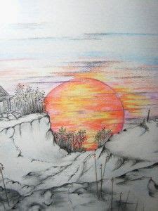 Sunset Colour Pencil Drawing Landscape Easy - bestpencildrawing