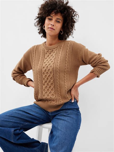 Cable Knit Crewneck Sweater Gap Factory