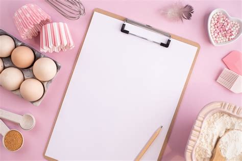 Free Photo Frame Of Food Ingredients For Baking On A Gently Pink