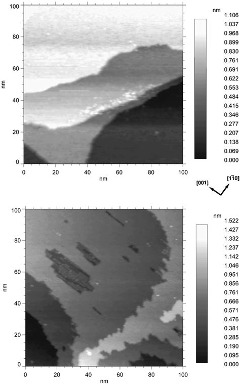 CCT STM images of the TiO 2 110 surface after annealing to 1000 top and ...