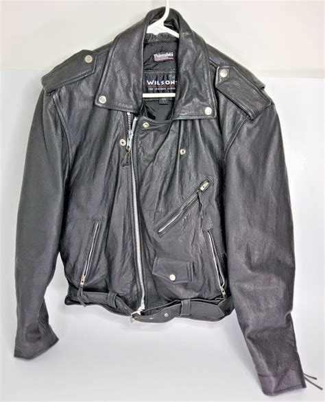 Vintage Mens Wilsons Black Leather Insulated Motorcyc Gem