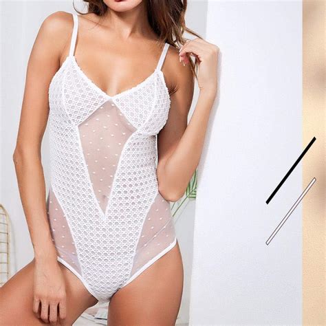 Bodysuit Erotic Underwear Lingerie Transparent Hollow Out Lady Swimsuit