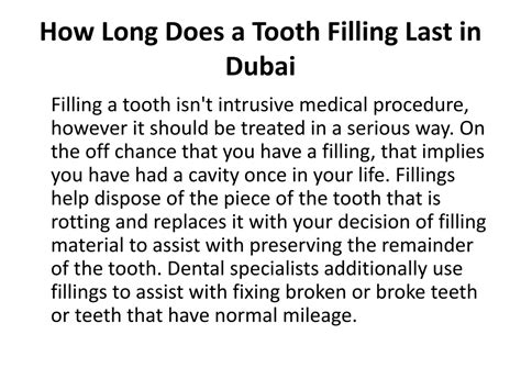 PPT How Long Does A Tooth Filling Last In Dubai PowerPoint