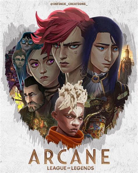 The Poster For Arcane League Of Legends Featuring Two Women And One Man