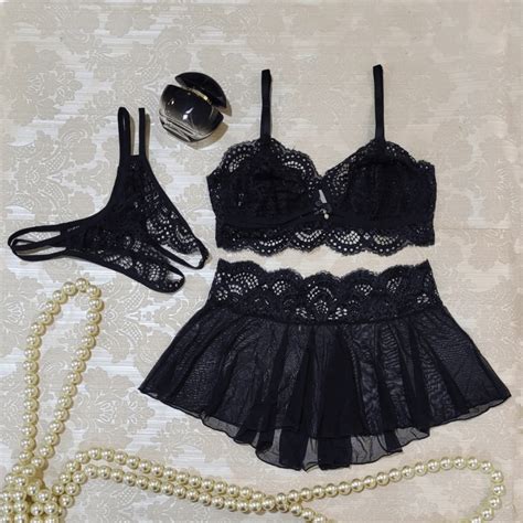 Conjunto Lingerie Rom Ntico Sensual Sexy Feminino Suti Calcinha Abertura Intima E Sainha