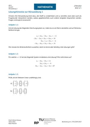 Hm2klausur SS10 Altklausur PD Dr Thomas G Otz Prof Dr Tobias