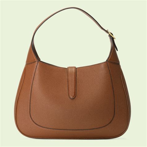 Jackie Medium Natural Grain Bag In Cuir Brown Leather Gucci Us