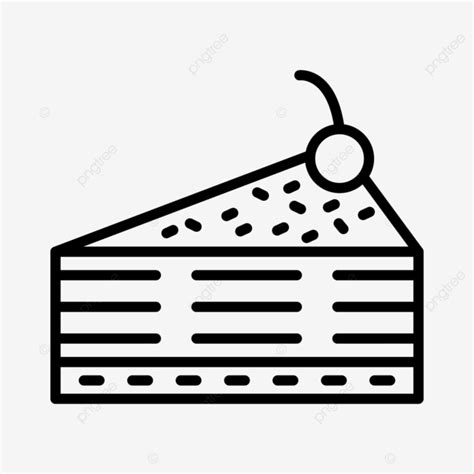 Cake Slice Line Icon Vector Bakery Birthday Cake Png And Vector With