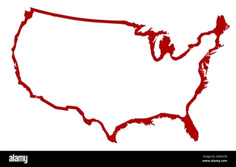 An Outline Silhouette Map Of The United States Of America Over A White