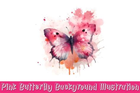 Pink Butterfly With Flowers Sublimation Graphic By Magic Craft