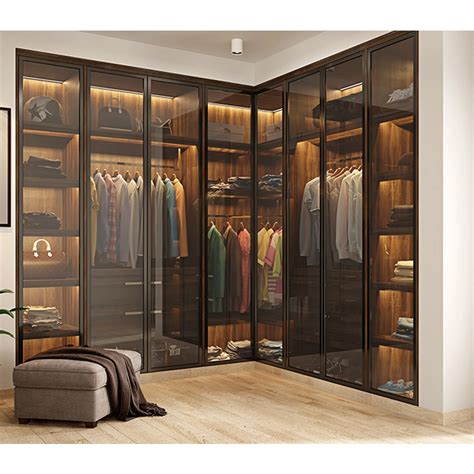 Custom Top Quality Bedroom Furniture Aluminum Glass Modular Modern Walk In Closet Design Bedroom