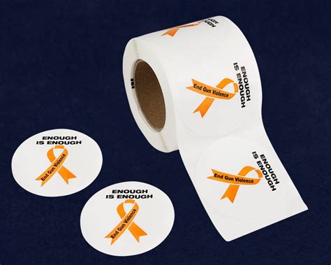 250 End Gun Violence Orange Ribbon Stickers Enough Is Enough Etsy