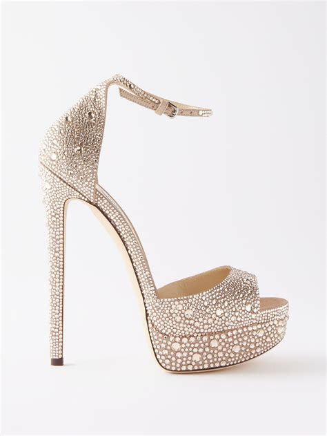 Jimmy Choo Max Crystal Embellished Platform Sandals In White Lyst