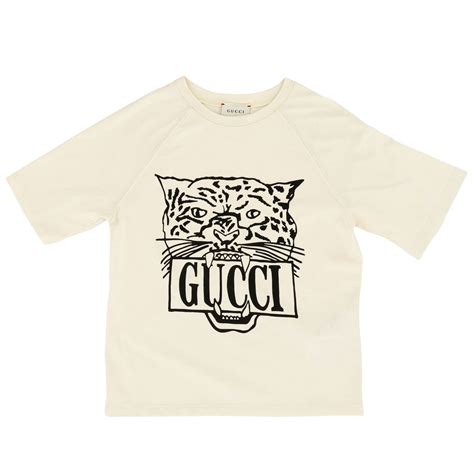 Gucci Short Sleeved T Shirt With Maxi Tiger Print T Shirt Gucci Kids