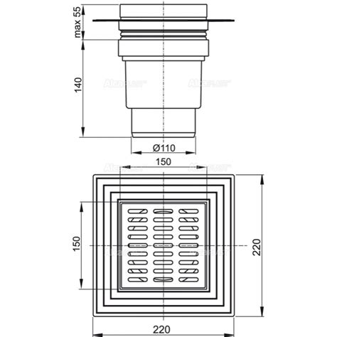 Трап Alcaplast APV12 вертикальный, душевой, 150х150мм, купить в Санкт ...