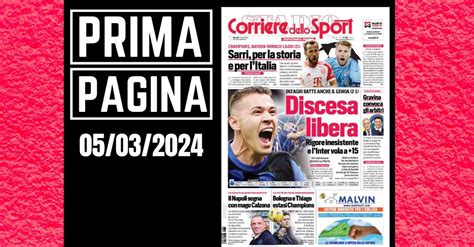 Prima Pagina Corriere Dello Sport Inter Rigore Inesistente Pianeta