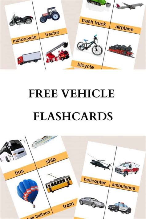 Free Vehicle Flashcards For Toddlers Printable Download Womanhood And