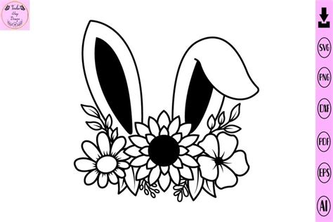 Bunny Ears With Flower Svg Easter Svg Rabbit Svg 2388940