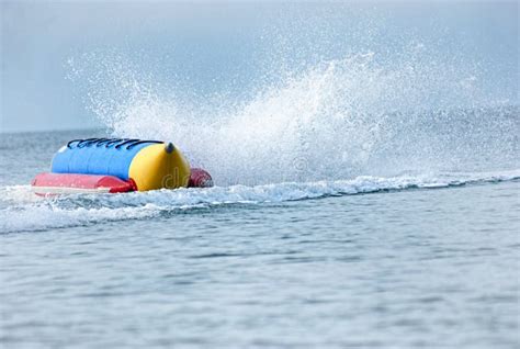 Colorful Banana Boat Floating On The Water Stock Image Image Of Happy