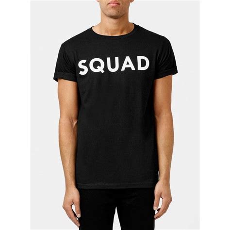 Topman Black Squad Slogan T Shirt €19 Liked On Polyvore Featuring Men