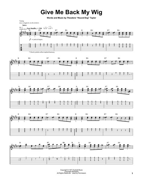 Give Me Back My Wig By Stevie Ray Vaughan Guitar Tab Guitar Instructor