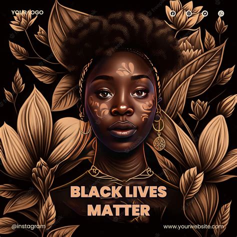 Premium Psd Illustration Black Lives Matter No Racism Square Flyer