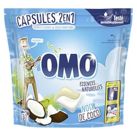 OMO Essences Naturelles 2 En 1 Lessive Capsules Parfum Noix De Coco 30