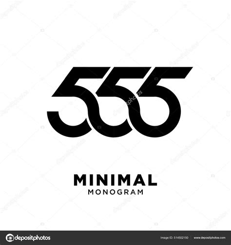 Minimal 555 Black Number Vector Logo Design Isolated White Background ...