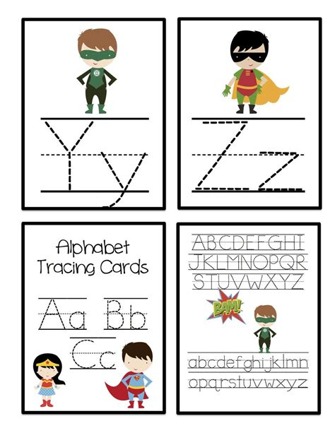 Super Hero Alphabet Tracing Cards Preschool Printables Superhero