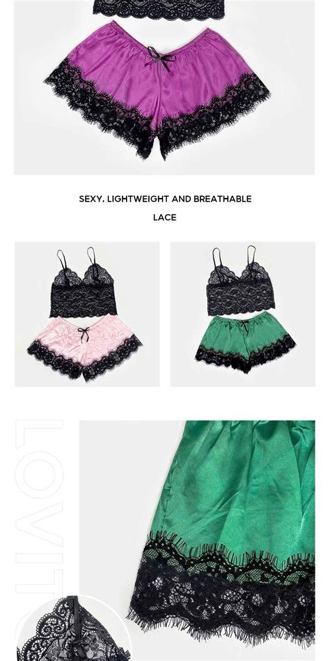 Lovito Sexy Panty Set Lace Lingerie Bra And Panty Spring And Summer Set For Women L Dark