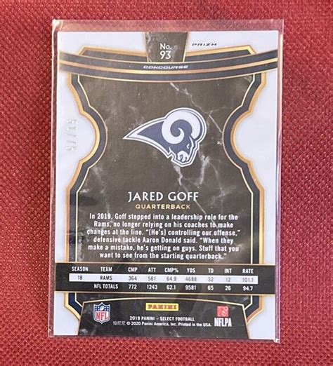 Jared Goff Select Concourse Purple Prizm Sp La Rams Nfl Card