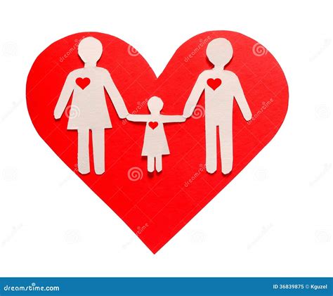 Famiglia Di Carta Nel Cuore Rosso Isolato Su Bianco Amore E Famiglia