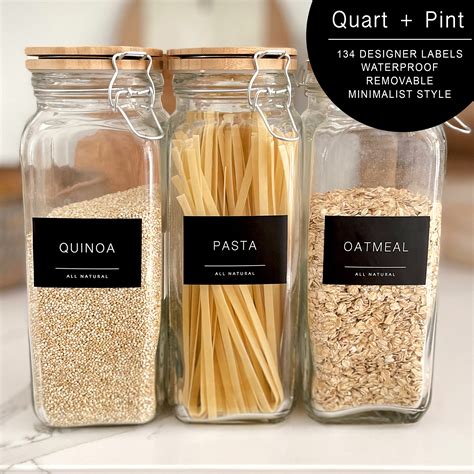 QUART PINT 134 Kitchen Pantry Labels For Containers Minimalist