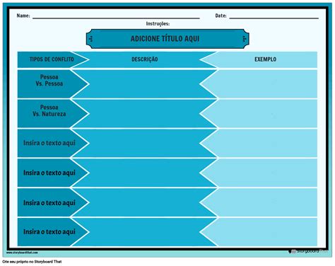 Planilha De Tipos De Conflitos Storyboard By Pt Examples