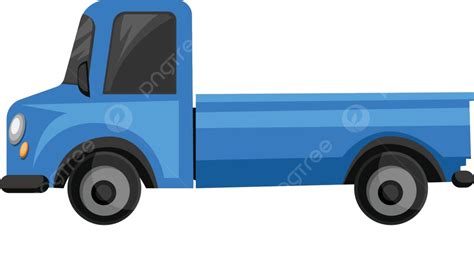 Illustration Of A Cartoon Blue Truck In Vector Style On A Plain White