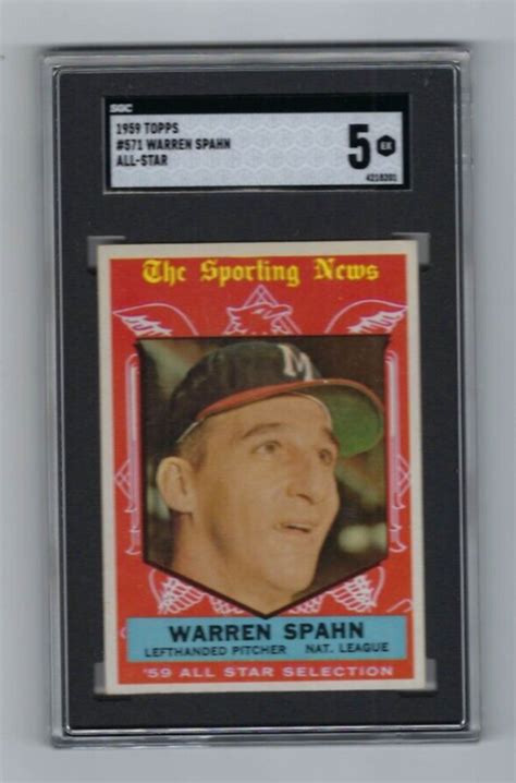 Topps Baseball Card Warren Spahn Milwaukee Braves Graded Sgc