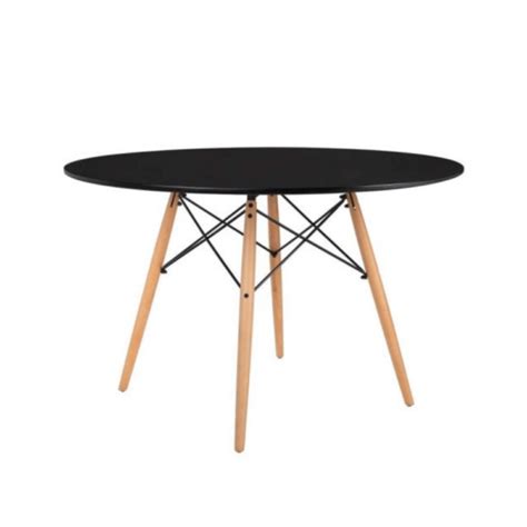 Mesa Eames Negra Redonda 120cm Patas Madera Haya Cordoba Deco