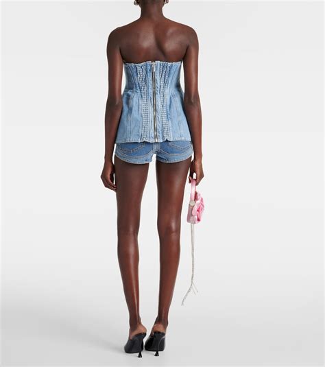 Strapless Denim Corset In Blue Magda Butrym Mytheresa