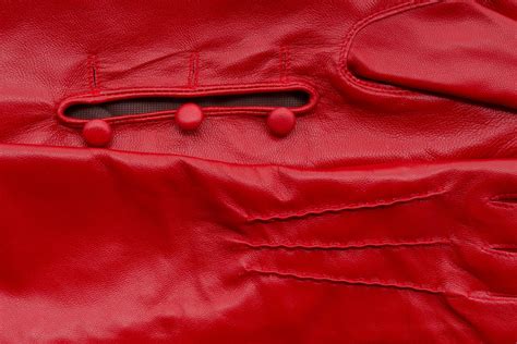 Long Lipstick Red Leather Opera Gloves Vintage Pattern Button Etsy