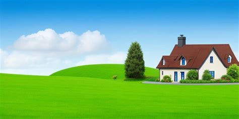 Premium Ai Image A Painting Of A House On A Green Hill With A House