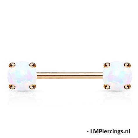 Tepelpiercing Opal Rose Gold Plated Lmpiercings Nl