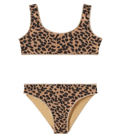 Lumière leopard print lamé bikini in brown Oseree Kids Mytheresa