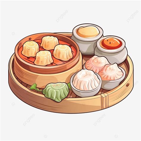 Dimsum Cartoon Color Cartoon Cuisine Food Png Transparent Image And