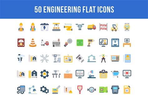 Iconos Planos De Ingenier A Vector Premium