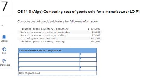 Solved Qs 14 8 Algo ﻿computing Cost Of Goods Sold For A