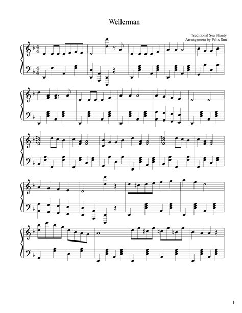 Wellerman Sea Shanty Piano Solo Arr Felix Sun By Traditional Sea