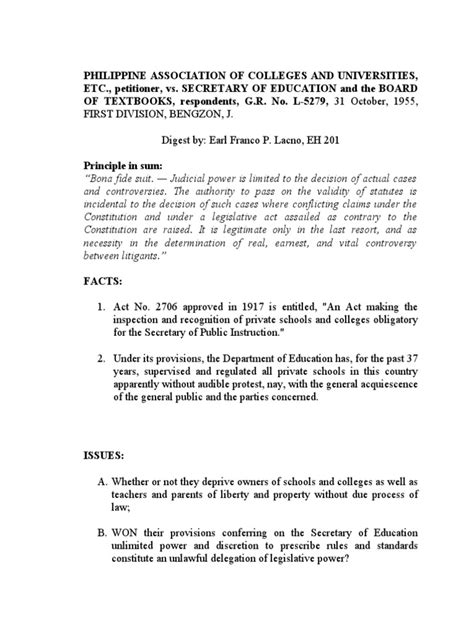 Philippine Associations Of Colleges And Universities V Secretary 1955